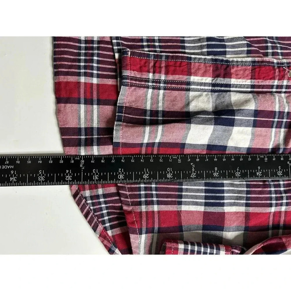 Wrangler Shirt Mens XL Plaid Spellout Patch Logo Western Cowboy Rodeo Button Up - Picture 4 of 7